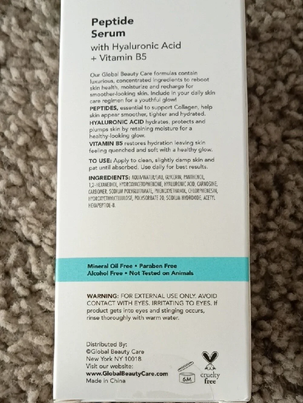 Peptide Serum with Hyaluronic Acid & Vitamin B5 - White/Teal